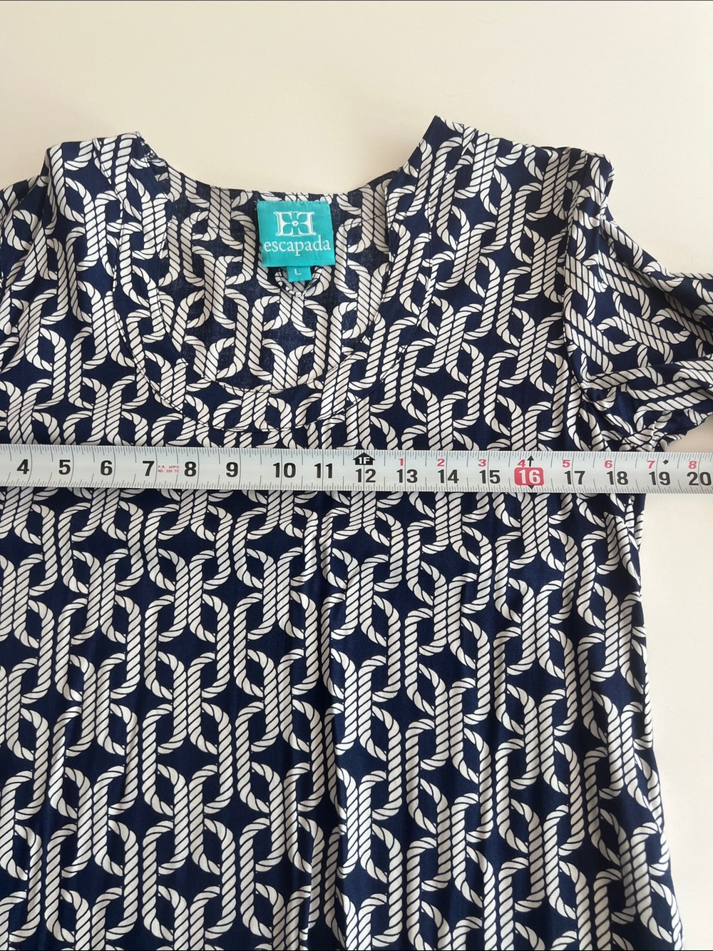 Escapada Bell Sleeve Navy and White Rope Dress - Picture 8 of 10